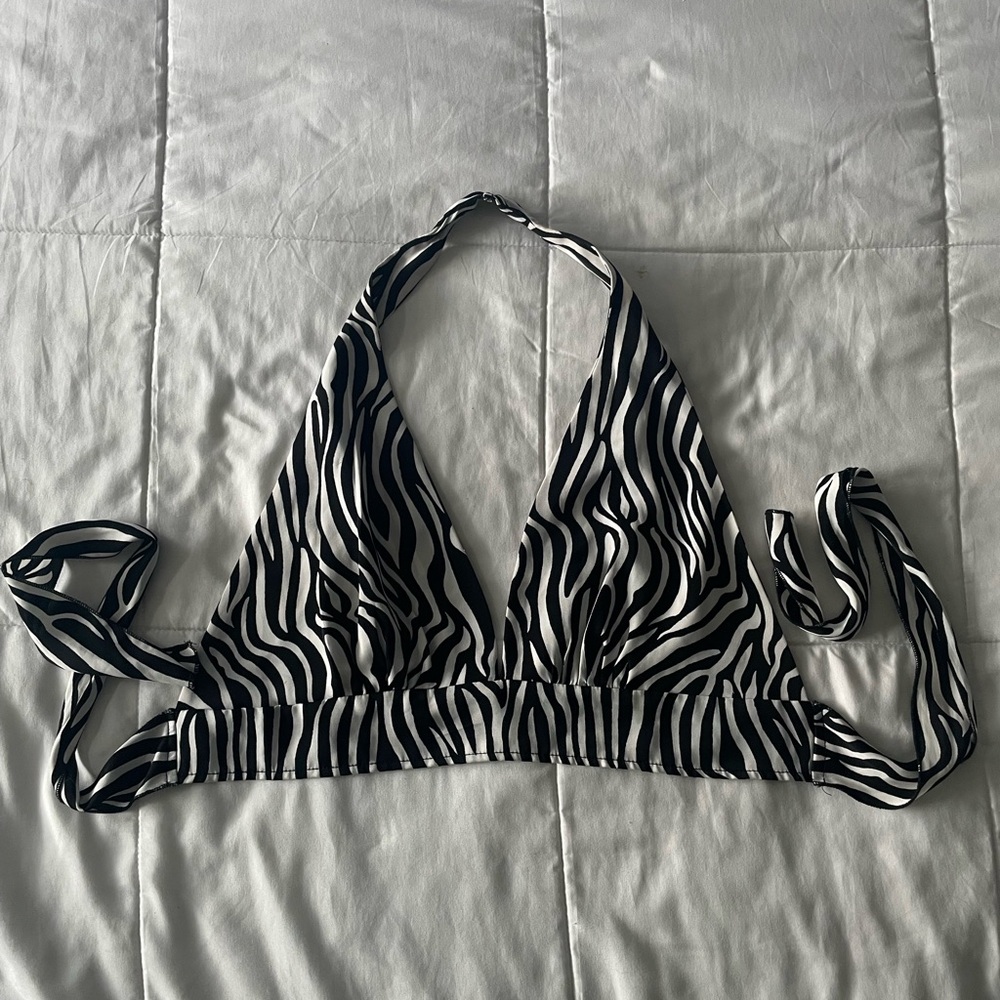 Zebra Print Halter Triangle Top